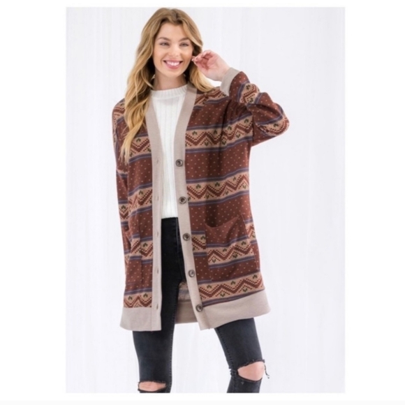 ✨WESTERN/AZTEC PRINT CARDIGAN-NEW - Picture 5 of 6